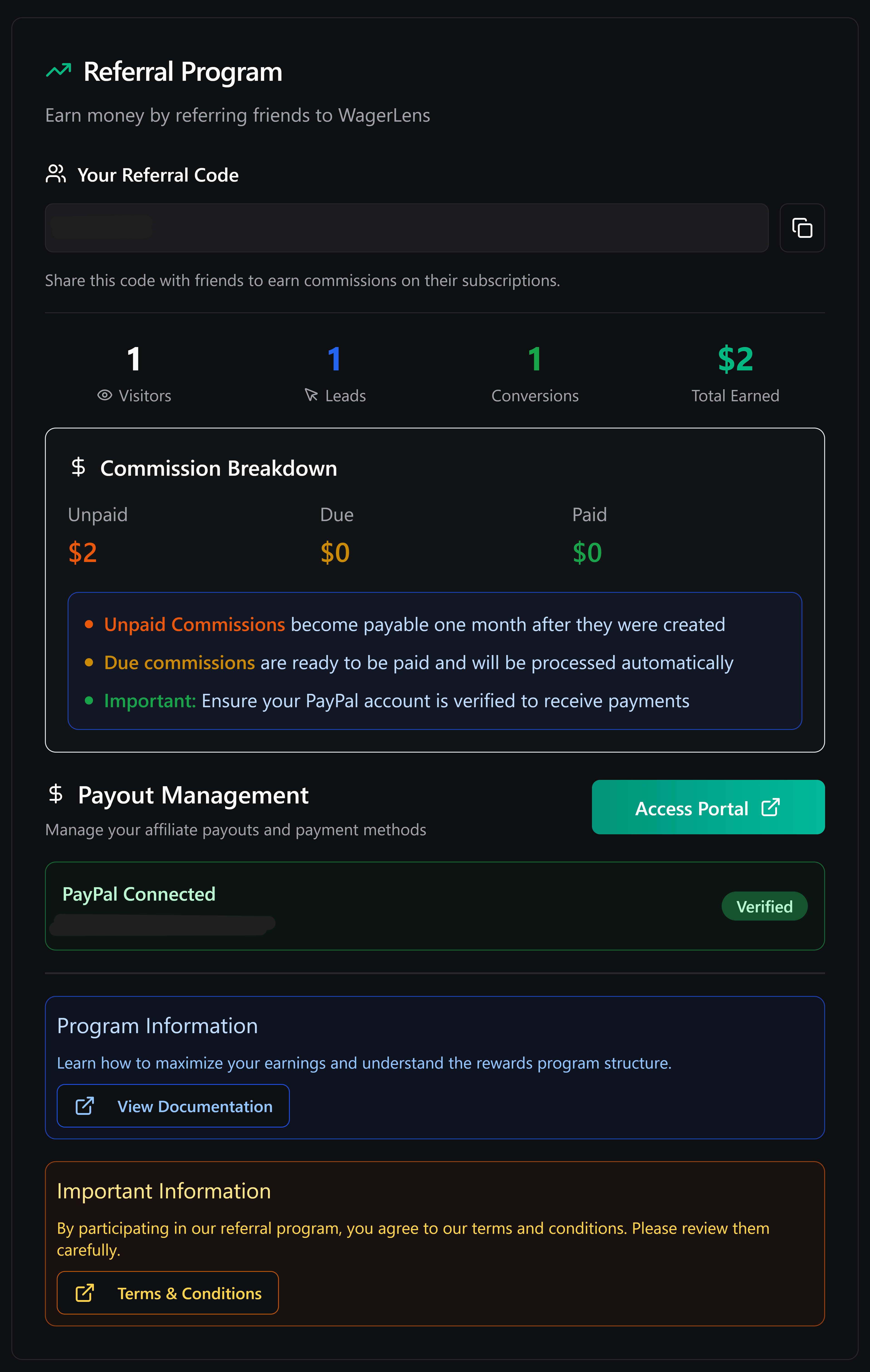 Referral Program Center